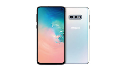 Samsung Galaxy S10e smartphone (128GB internal storage) in white.
