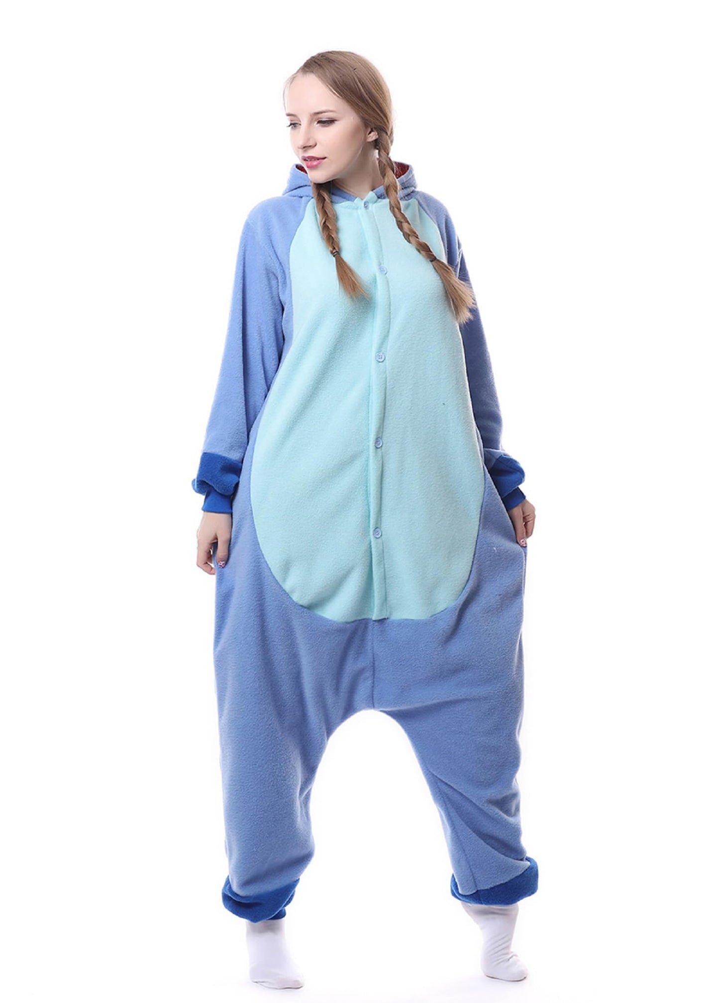 RANSUU Stitch Onesie Costume Relaxo Jumpsuit Adult Pajamas Women Men Animal Onesie Christmas Carnival Halloween Blue S
