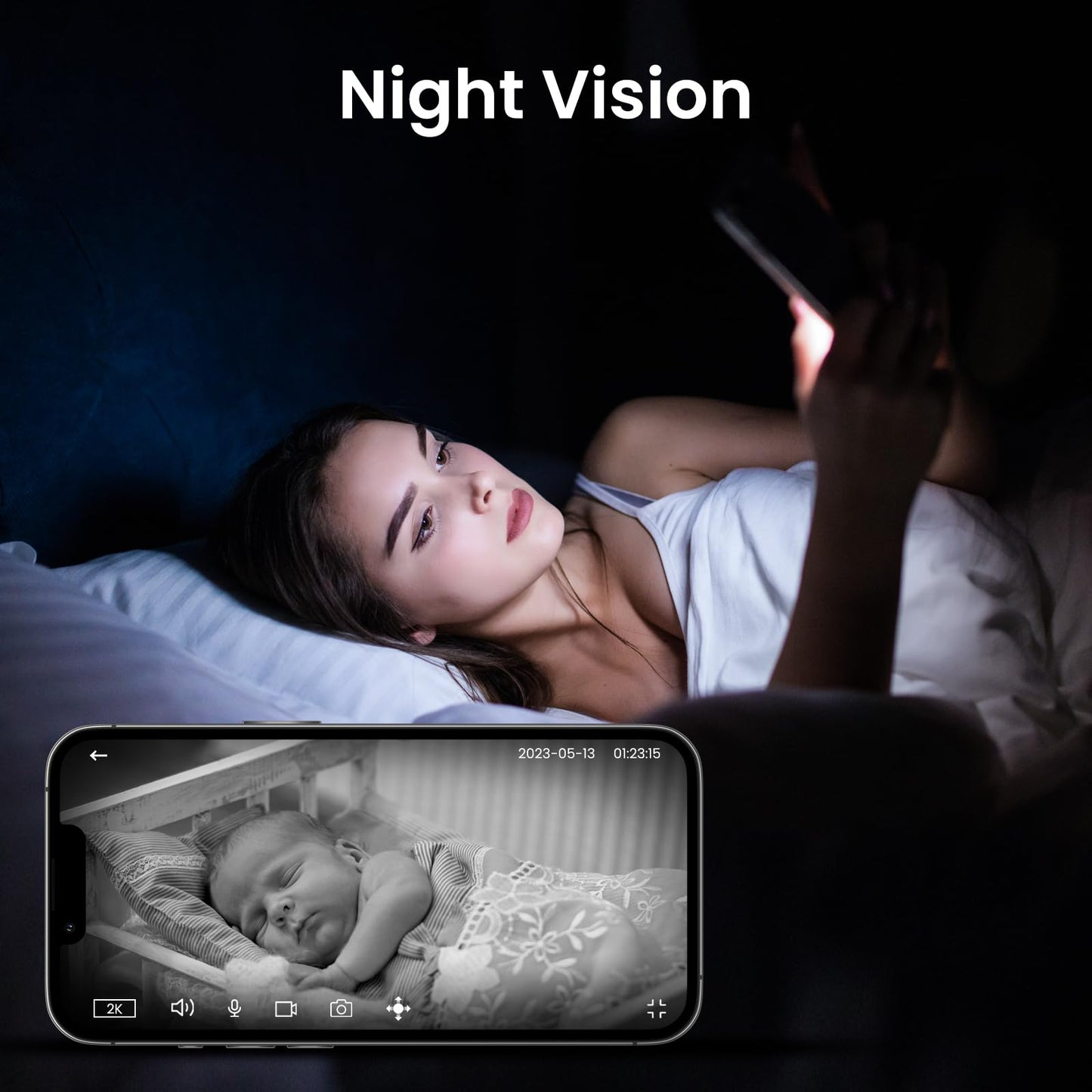 Cinnado Indoor Surveillance Camera - 2K Baby Monitor with Camera, 360 Degree WiFi Indoor Dog Camera with APP, Automatic Tracking, Two-Way Audio, Motion Detection, Night Vision, compatible with Alexa