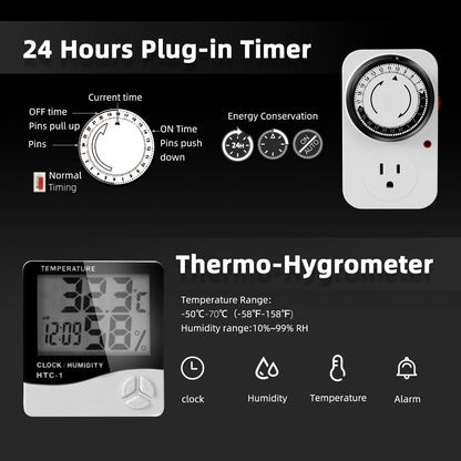 Spider Farmer Exhaust Set 100mm/4 Inch duct fan with RJ12 speed controller, activated carbon filter exhaust ventilation set, 27W grow ventilation kit, 205 CFM ventilation system for grow tent, grow box, garage.