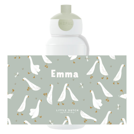 Mepal Little Dutch pop-up campus water bottle - personalized with name for kids - leak-proof bottle for school - BPA-free & dishwasher safe - 400 ml - Little Goose.