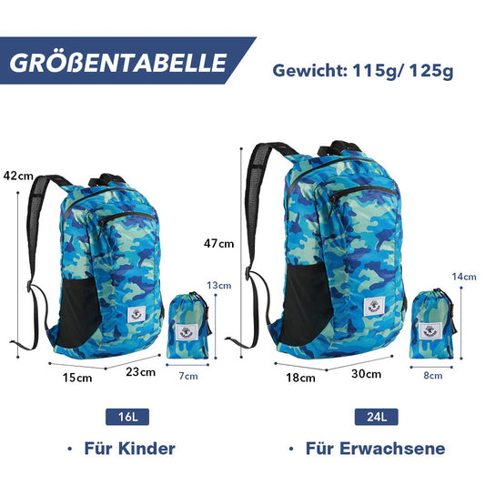 4Monster Foldable Backpack Ultra Lightweight, Unisex Daypack Outdoor, Waterproof Hiking Backpack for Camping, Hiking, Travel, Sports, Climbing, Cycling (Navy Blue, 16L)