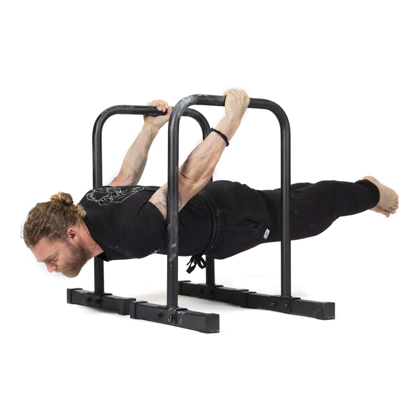 Gravity Fitness Dip Bars XL - Adjustable Parallettes for Calisthenics, Home Gym & Professional Use - 38mm handles for Dips, L-Sit, Push-Ups - sturdy bars for strength training