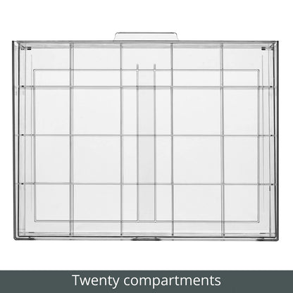 mDesign storage box for tea bags, coffee pods, sugar, etc. - compact plastic tea box with 20 compartments - kitchen organizer with a drawer - 2-pack - transparent