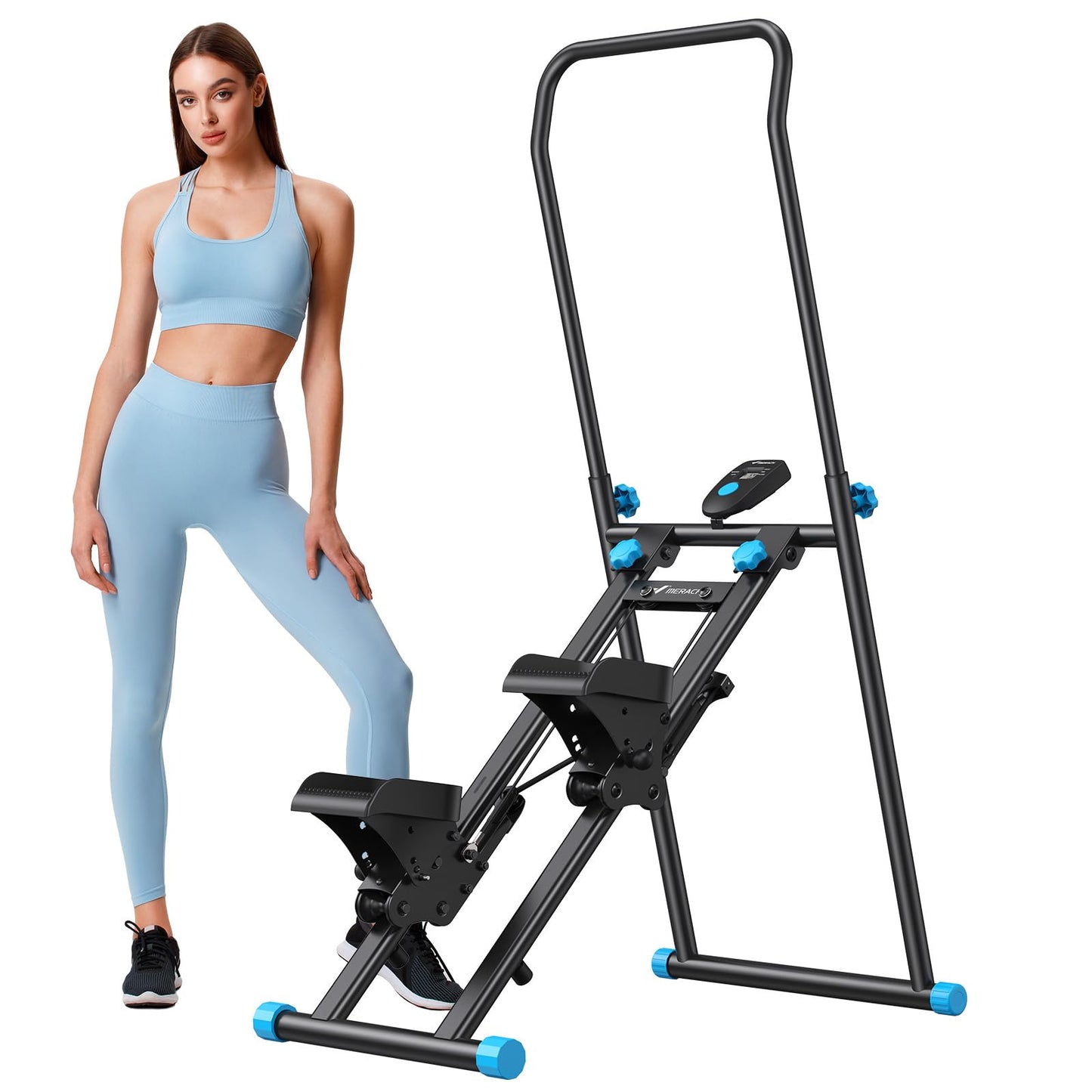 MERACH 2025 New Stair Stepper for Home Gym Exercise, Vertical Climber Machine for Full Body Workout, Compact Folding Cardio Exercise Climber with extended step range, adjustable handlebars & pedals.