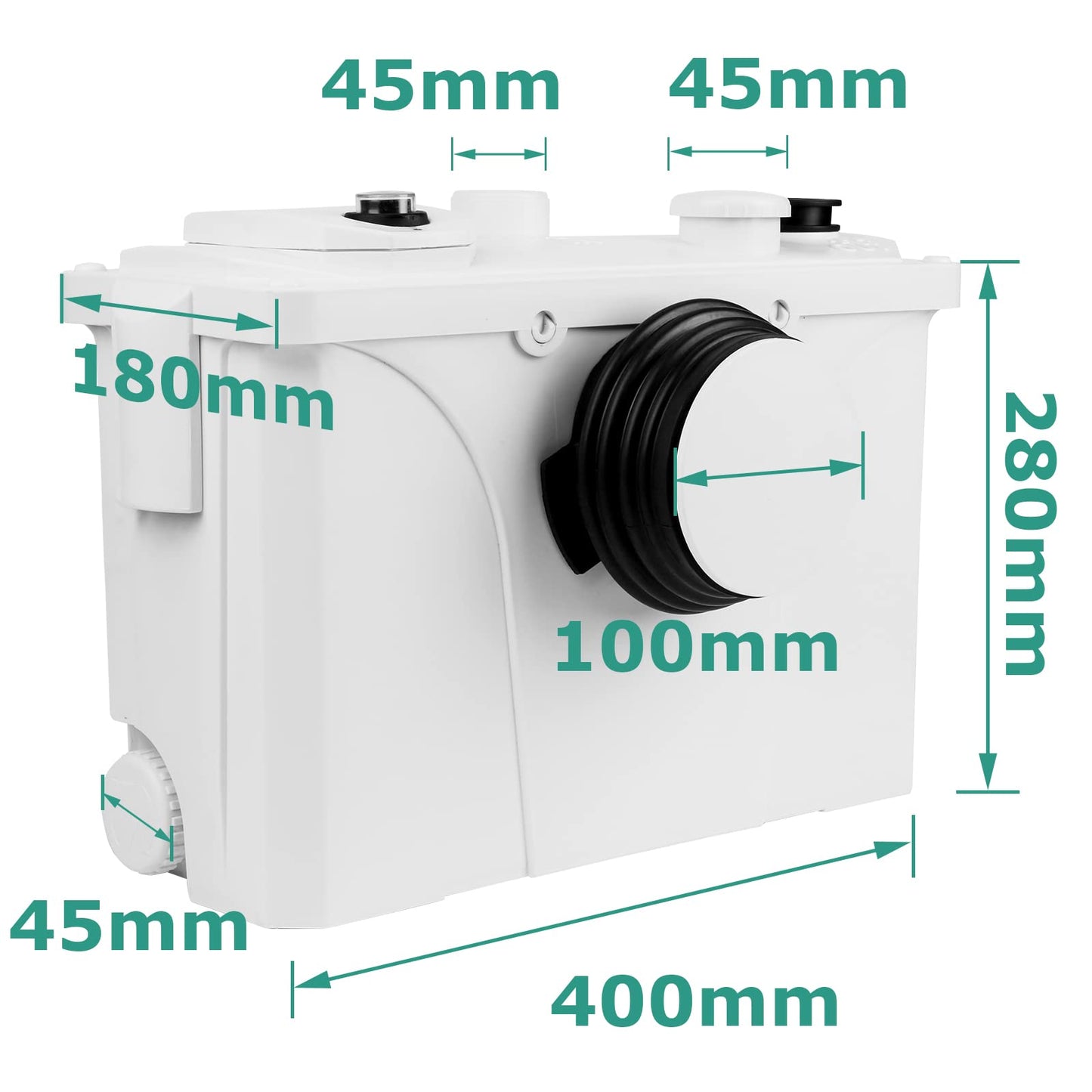 Ansobea 700W Sewage Pumping System, 190L/min Dirty Water Pumps, Small Pumping System, Very Quiet Sewage Pump 4 in 1, For Toilet, Shower and Washbasin