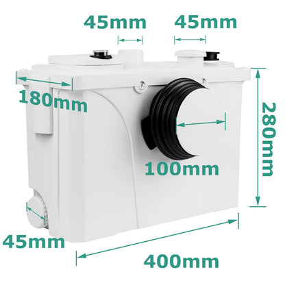 Ansobea 700W Sewage Pumping System, 190L/min Dirty Water Pumps, Small Pumping System, Very Quiet Sewage Pump 4 in 1, For Toilet, Shower and Washbasin