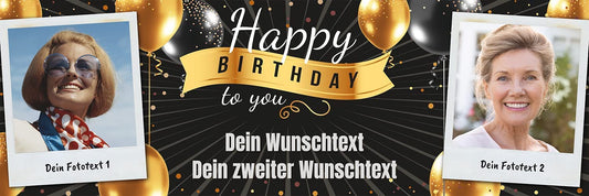 Birthday Banner - personalized with your texts & photos | XL size (Layout 2)