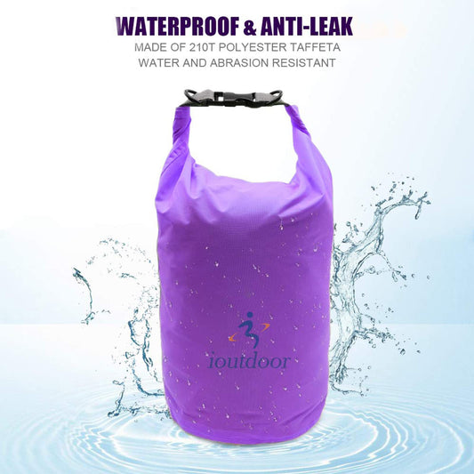iOutdoor Waterproof Dry Bag, ultralight, 2L, keeps gear dry and clean, for kayaking, hiking, swimming, camping, sailing, boating, fishing (purple)