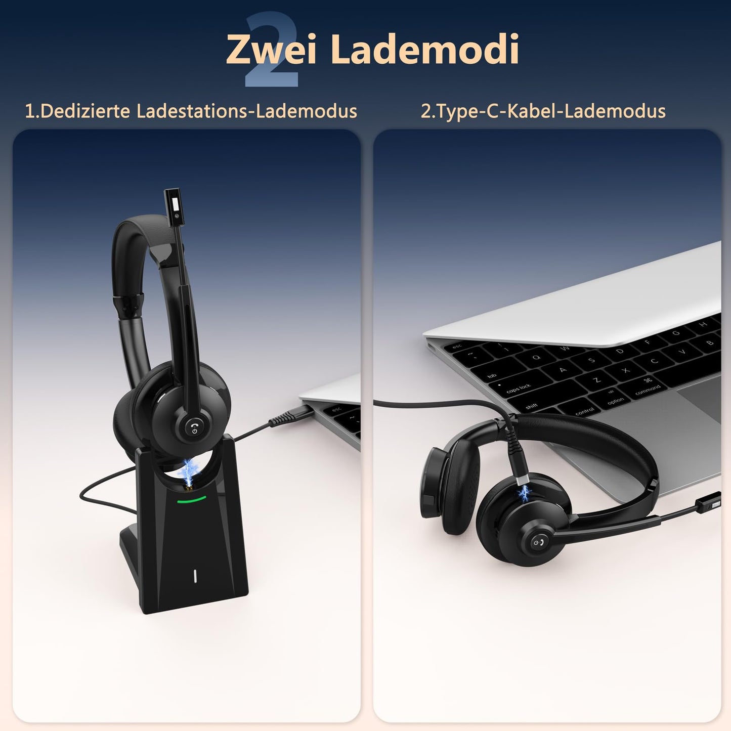 Ebay Bluetooth headset with microphone, wireless headset with charging station & USB dongle, wireless with microphone noise cancellation & mute for computer/meeting/zoom/office/home office