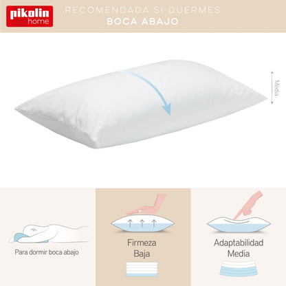 Pikolin Home anti-dust mite fiber pillow, preventing allergy symptoms, suitable for side or back sleeping with medium firmness.