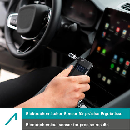 ACE A Alcohol tester - digital breathalyzer - Alcohol tester with electrochemical sensor and one-button operation, Black