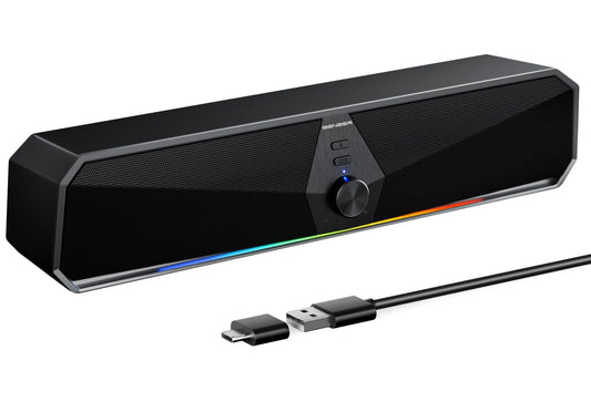 SENZER CS30 PC speakers, speakers for PC computer, black PC soundbar, USB powered, and Bluetooth mode for smartphones and mobile devices. Works for PC (not 3.5mm jack).