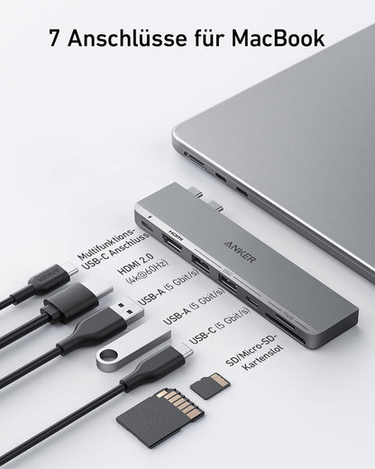 Anchor USB-C Hub for MacBook, Anchor 547 USB-C Hub (7-in-2), Compatible with Thunderbolt 4 Port, 4K HDMI, 2 USB-A ports for MacBook Pro 13 inch, MacBook Air M1/M2, and more.