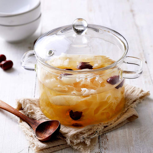 TAMUME 1000ML Glass Bowl for Microwave Glass Pan for the Microwave Not Suitable for Stovetops, Brown Glass Pot with Lid and Handles