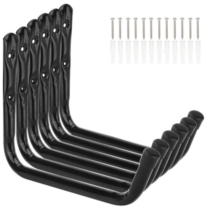 pipabiba 6 Pack Wall Hooks Universal Hooks, 28cm wall hooks garage hooks, Wall Mount Garage Coat Hanger & Organizer for ladder, tools, chair, and hose