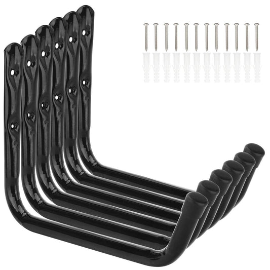 pipabiba 6 Pack Wall Hooks Universal Hooks, 28cm wall hooks garage hooks, Wall Mount Garage Coat Hanger & Organizer for ladder, tools, chair, and hose