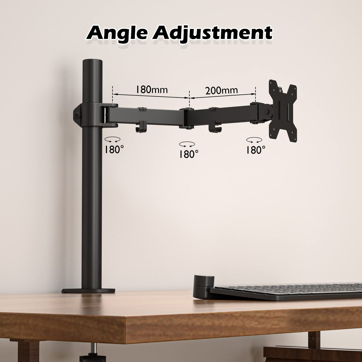 BONTEC 13-32 inch monitor mount for LED LCD screens up to 10 kg, monitor desk mount 1 monitor height adjustable tilt swivel, 2 mounting options, VESA 75x75/100x100, black