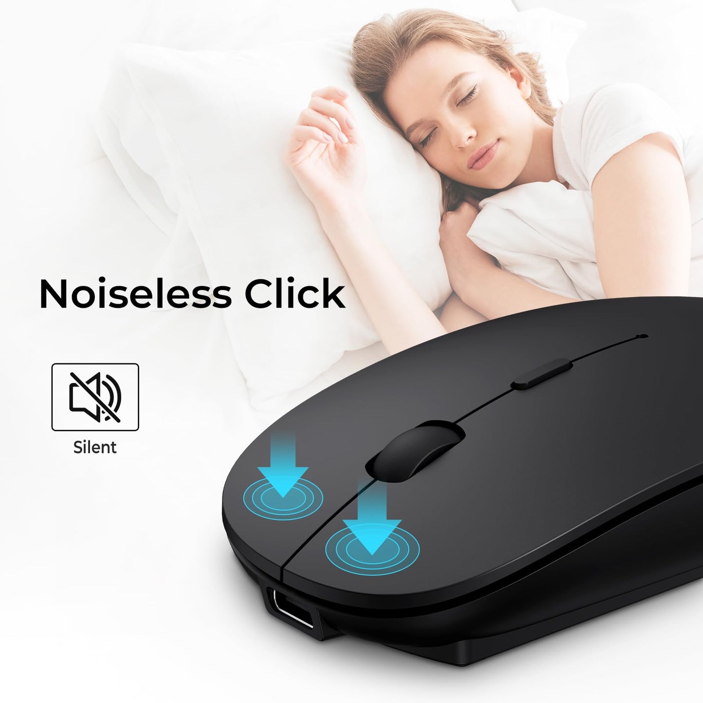 RaceGT Wireless Mouse USB-C & USB-A, Rechargeable Mouse 2.4GHz Silent click 3 Adjustable DPI levels with 4 buttons, with ON/OFF switch for Computer Laptop PC Macbook Pro/Air Chromebook