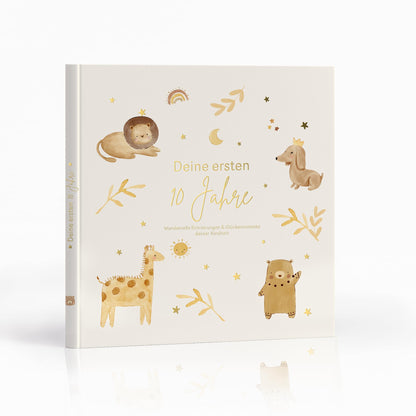MyBaby123® Children's Album. Your first 10 years in high-quality gold. A memory album, gift for birth, children's photo album, children's diary, memory book album, gift for child.