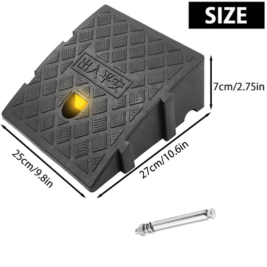 Curb ramps, portable lightweight ramps, threshold ramps, for driveways, sidewalks, car, scooter, 1 piece with 1 expansion bolt (black, 26.9 x 24.9 x 7 cm, 1 piece)