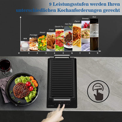 COVERCOOK 30cm induction hob with 2 cooking zones, built-in Domino induction hob with plug, flex zones, slidertouch control, power boost, 16A 2800W.
