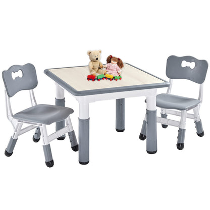 FUNLIO Kids Room Table & Chair Set, adjustable height for children aged 3-8, easy-to-clean art table, for classrooms/daycares/homes, CPC certified (3 pieces) - gray