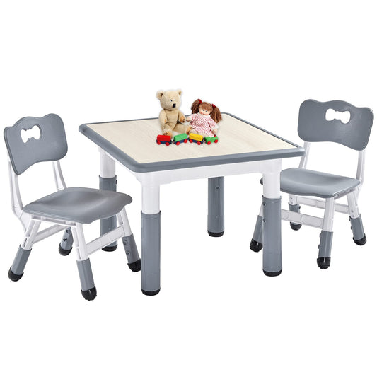 FUNLIO Kids Room Table & Chair Set, adjustable height for children aged 3-8, easy-to-clean art table, for classrooms/daycares/homes, CPC certified (3 pieces) - gray