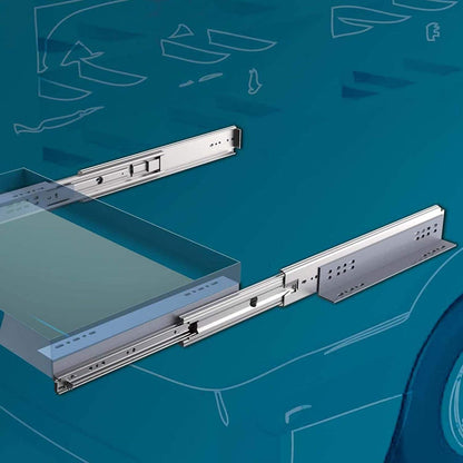1 pair of Junker heavy-duty slides KV2-200-H76-L550-NF 558.8 mm heavy-duty full extension capable of supporting up to 200 kg.