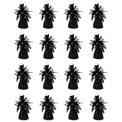 Boland - Balloon weight with metallic foil, 16 pieces, 160 - 180 g, balloon holder, for air balloons and helium balloons, black