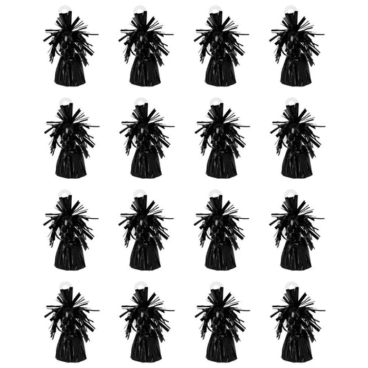 Boland - Balloon weight with metallic foil, 16 pieces, 160 - 180 g, balloon holder, for air balloons and helium balloons, black