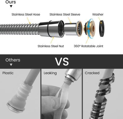 Newentor shower head with hose, shower set with 2m hose, large shower head with hand shower, rain shower head with 6 spray modes.