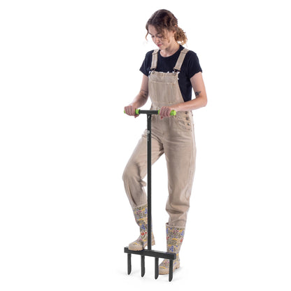 KADAX Hand Aerator for lawns, lawn aerator for aerating lawns and soil, garden tool, lawn aerator with 4 prongs and T-handle, gardening tool.