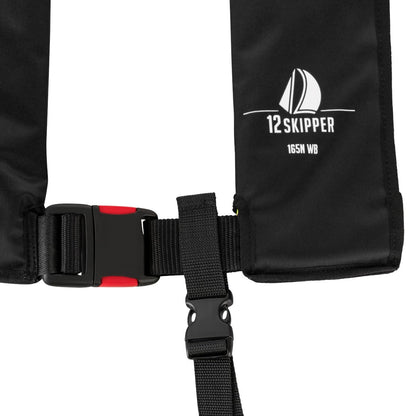 12skipper automatic life jacket 165N ISO with waistbelt, black.
