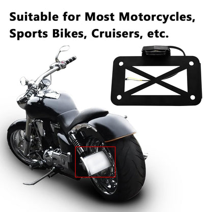 Baceyong motorcycle license plate light bracket, motorcycle side-mount LED taillight license plate holder. Fits motorcycles, sports bikes, cruisers, etc.