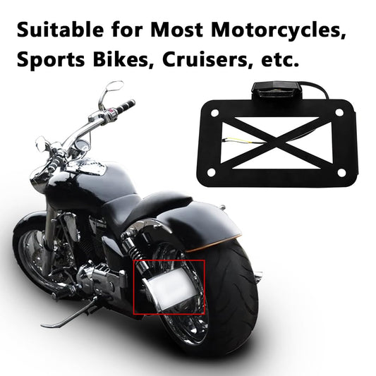 Baceyong motorcycle license plate light bracket, motorcycle side-mount LED taillight license plate holder. Fits motorcycles, sports bikes, cruisers, etc.