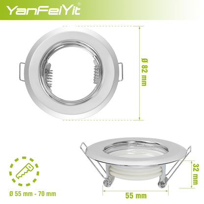 YanFeiYit 5x LED recessed spotlights - Chrome 3 Watt 230V dimmable Ø 52-71 mm cutout - Ceiling spotlight Ceiling recessed spotlight Ceiling spot Ceiling recessed light (Warm white 3000K)