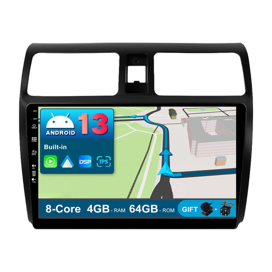 JOYX Android 10 car radio fits Suzuki Swift (2005-2016) - [4G+64G] - Built-in DSP/Carplay/Android Auto - Camera MIC FREE - 10.1 inch - With SWC 4G WiFi Bluetooth 5.0 DAB 360 camera Fast-Boot