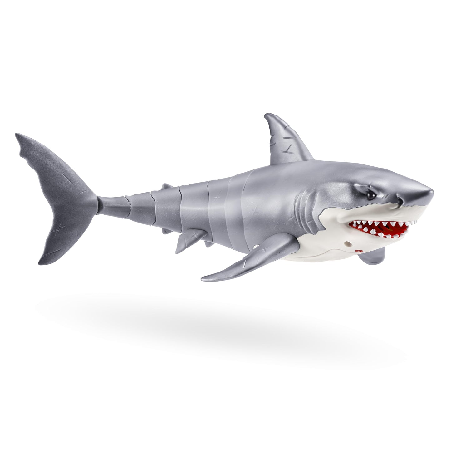 Robo Alive Great White Shark Series 1 by ZURU, battery-operated robot shark toy with light-up feature, perfect for summer pool fun, bath time toy, shark lovers.