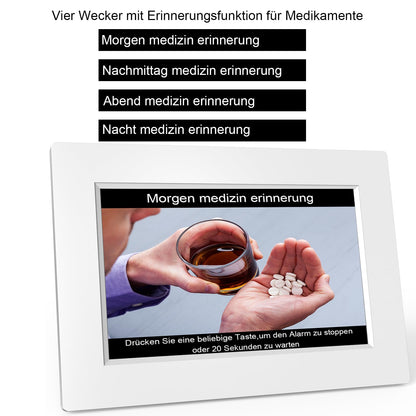 SINOIDEAS Digital Alarm Clock, Digital Calendar, Dementia Clock for Seniors with Customized Reminders (1-White, 8)