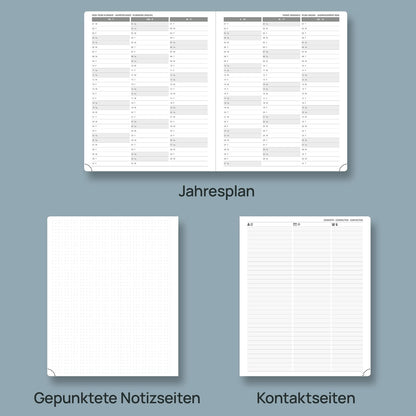 POPRUN Calendar 2026 Book calendar Softcover with PU leather, approx. A4 (26.5 x 21.5 cm) - Appointment planner, weekly planner notebook (Jan. 2026-Dec. 2026) with 100 GSM paper