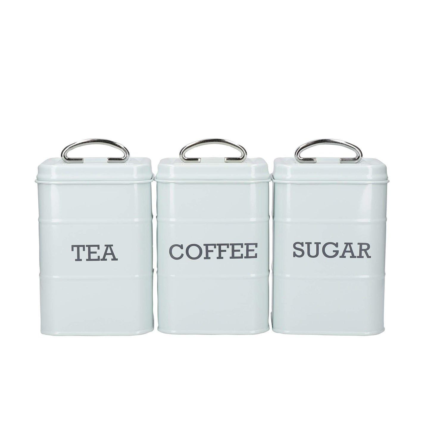 KitchenCraft Living Nostalgia Canisters for Tea, Coffee and Sugar in Gift Box, Steel, Vintage Blue, 3 Piece Set