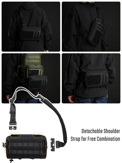 TACTICAL_GEEK Cache L3C EDC Sling Bag Chest Crossbody Bag, 1000D OXFORD CLOTH Shoulder Bag, Waist Bag Shoulder Bag Chest Bag with Adjustable Shoulder Strap for Travel School Hiking, Black