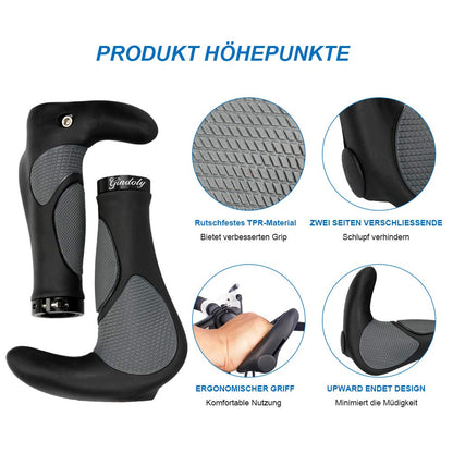 Gindoly bike grips are ergonomically designed for all types of handlebars, providing perfect grip security. These non-slip handlebar grips are suitable for MTB bikes and come in black/gray.