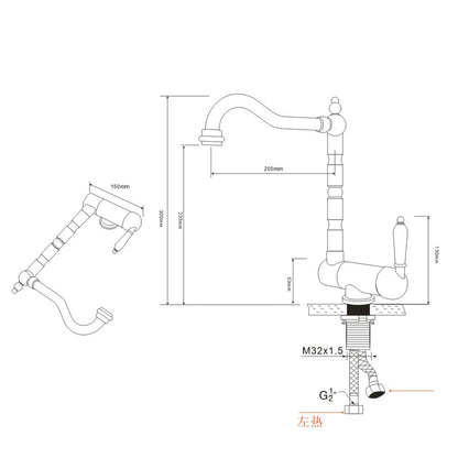 SJQKA Black Kitchen Faucet, Pre-Window Kitchen Tap Foldable 180°, Brass Single Lever Kitchen Mixer Tap 360° Rotatable (frosted/black)