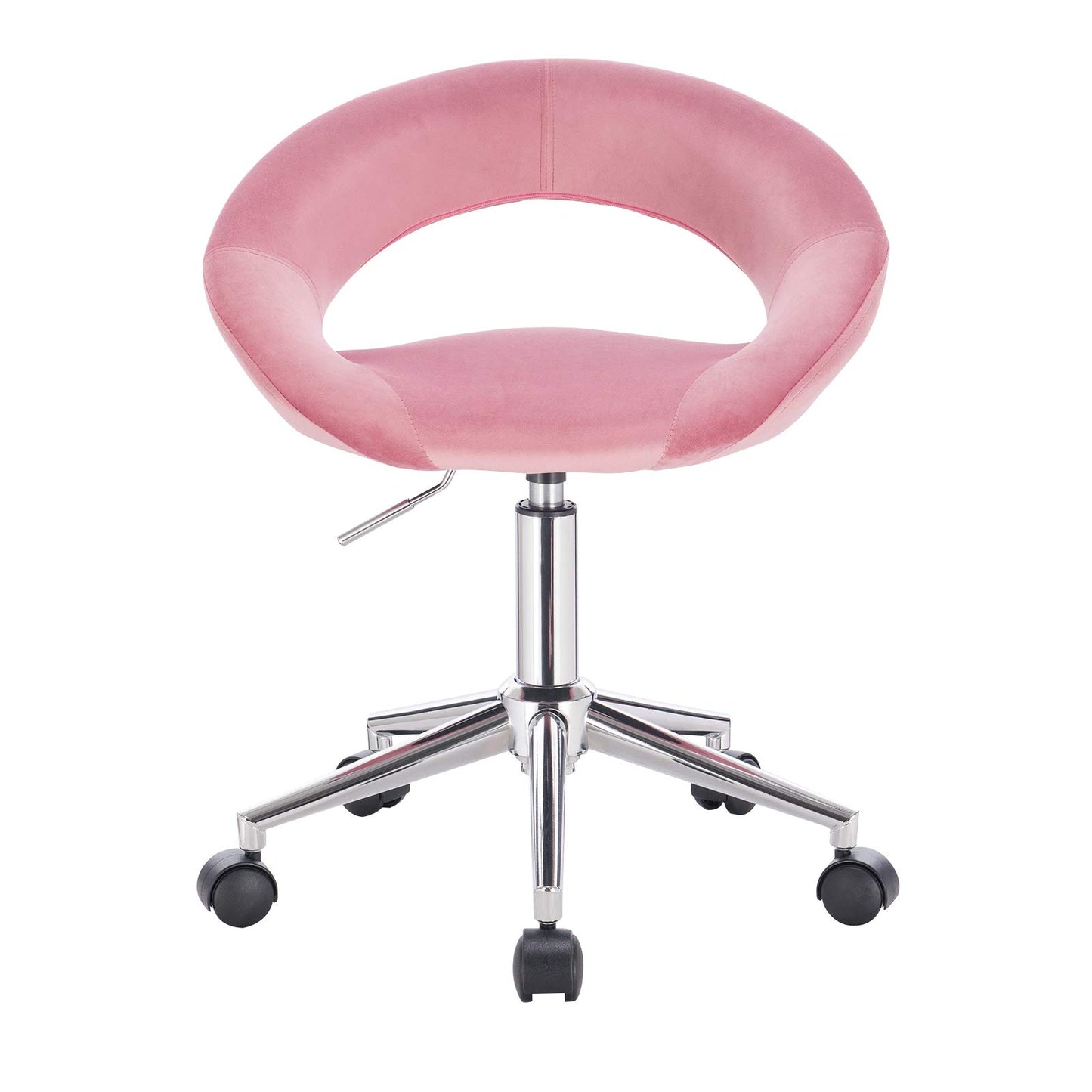 WOLTU BS100rs 1x work stool office stool swivel stool desk chair office chair cosmetic stool with wheels height adjustable, velvet, pink