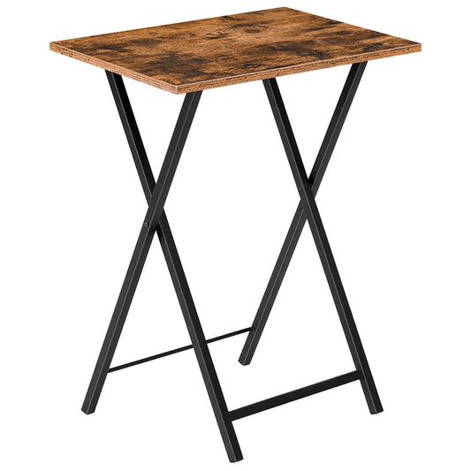 HOOBRO Side Table, Foldable Tray Table, Coffee Table, TV Tray in Industrial Style, Easy to Assemble, Dark Brown and Black EBF15BZ01
