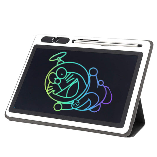LCD writing tablet, electronic notepad writing tool, 10-inch digital drawing board with faux leather case.