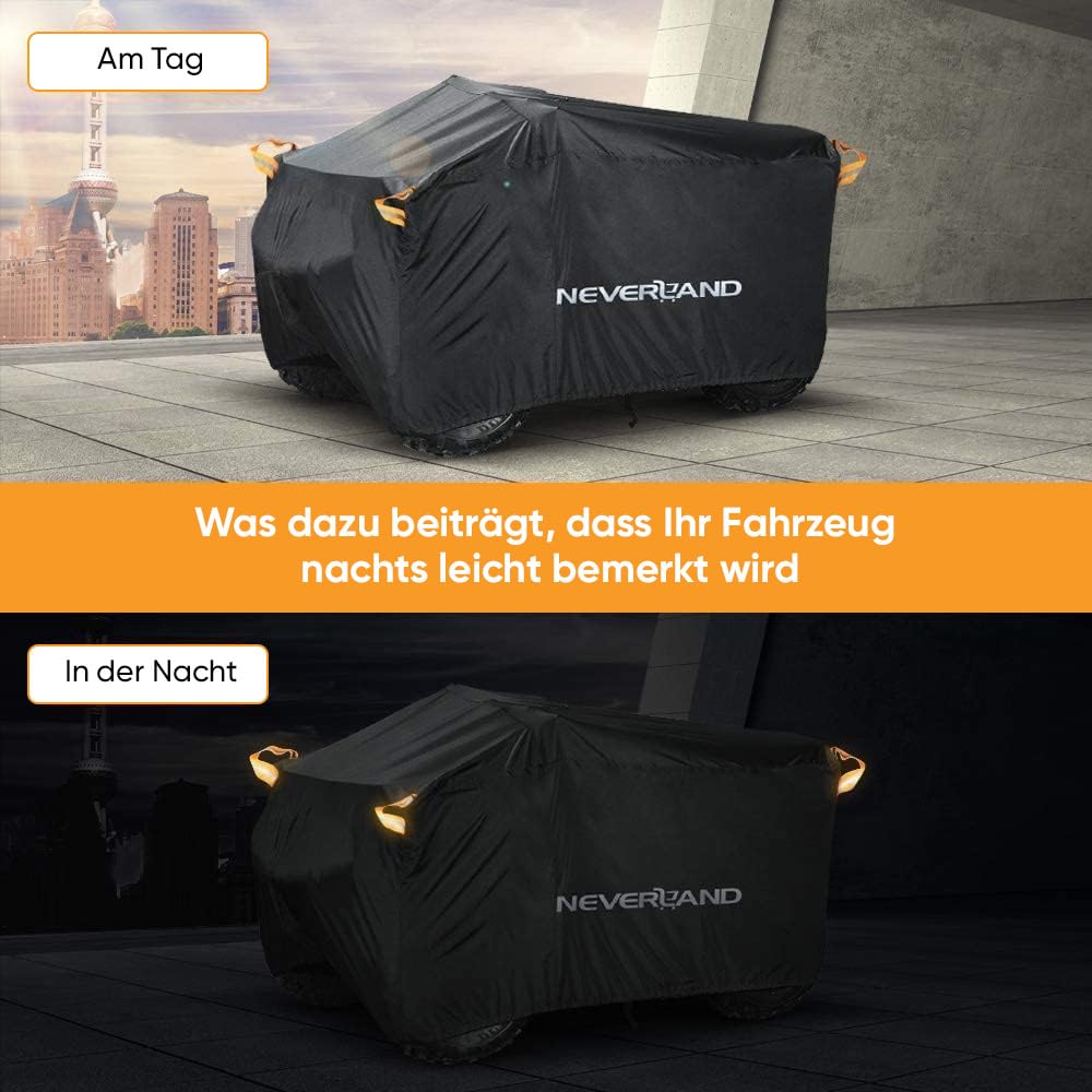 NEVERLAND XXXL Quad ATV Cover - Vehicle Protection Cover 256*110*120cm Phosphorescent Dirt Repellent Winterproof Dustproof Rain UV Protection Black