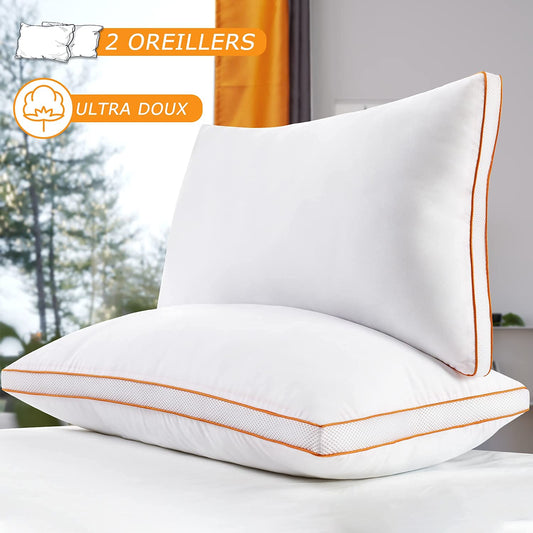 Maxzzz pillows, 65 x 65 cm, 2 pieces, anti-mite, anti-sweat, hypoallergenic, soft pillow, 100% polyester fiber, breathable, comfort and effective support.
